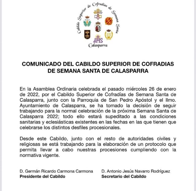 Se presenta el cartel de la Semana Santa de Calasparra y el Cofrade de Honor de la Semana Santa 2022