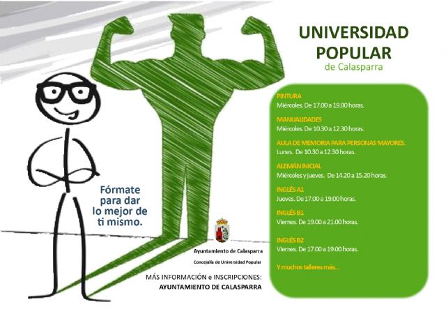 Abierto el plazo de matriculación de los cursos de la Universidad Popular de Calasparra 2021/20212