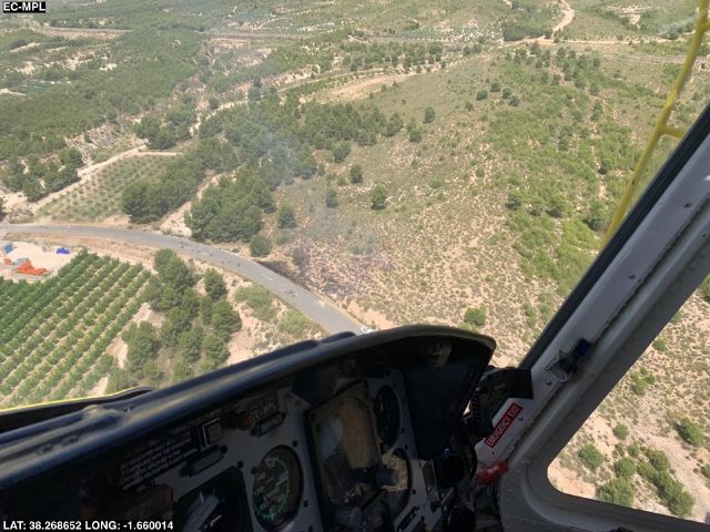 Incendio forestal en Calasparra, en el paraje de La Garita