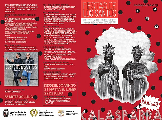 Presentada la programación de las fiestas patronales en honor a San Abdón y San Senén en Calasparra