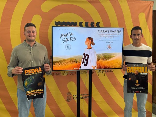 Marta Santos y David Barrull encabezan los conciertos de la Feria y Fiestas de Calasparra 2026