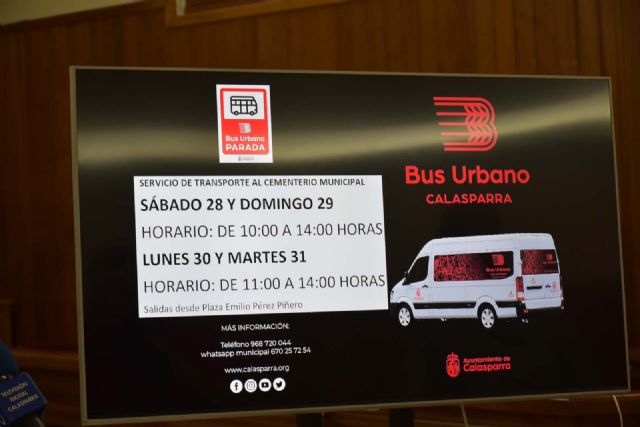 El Ayuntamiento de Calasparra pondrá en marcha un servicio extraordinario del BUS URBANO hasta el Cementerio Municipal en los días previos al Día de todos los Santos