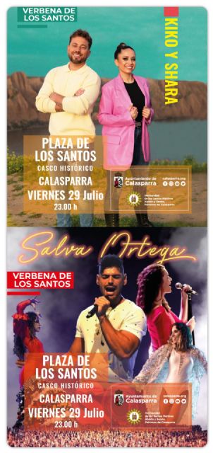 Kiko&Shara y Salva Ortega serán los protagonistas de la legendaria Verbena de los Santos de Calasparra