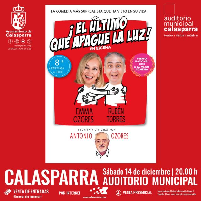 Emma Ozores llega a Calasparra con la comedia 'El último que apague la luz' el próximo 14 de diciembre