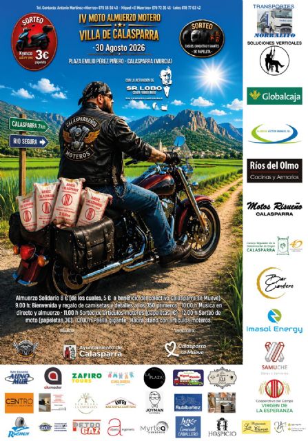 Calasparra celebra este domingo la IV edición del Motoalmuerzo Solidario 'Villa de Calasparra'