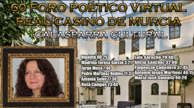 Teresa García, alcaldesa de Calasparra, madrina del '60 Foro Poético Real Casino de Murcia'