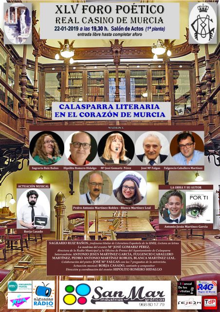 La 45 edición del Foro Poético del Real Casino de Murcia estará dedicada a Calasparra