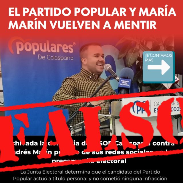 'María Marín y el PP de Calasparra vuelven a mentir'