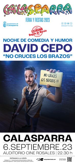 El humor blanco de David Cepo llega el próximo miércoles 6 de septiembre al escenario de la Semana Grande de Calasparra