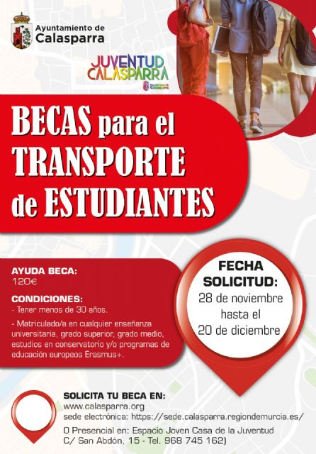 El Ayuntamiento de Calasparra convoca lasayudas a estudiantes para transporte curso 2022/2023