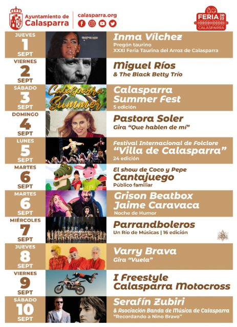 FERIA CALASPARRA 2022 | Música, humor, folclore internacional y sesiones DJ en diferentes escenarios en las noches de la Semana Grande de Calasparra